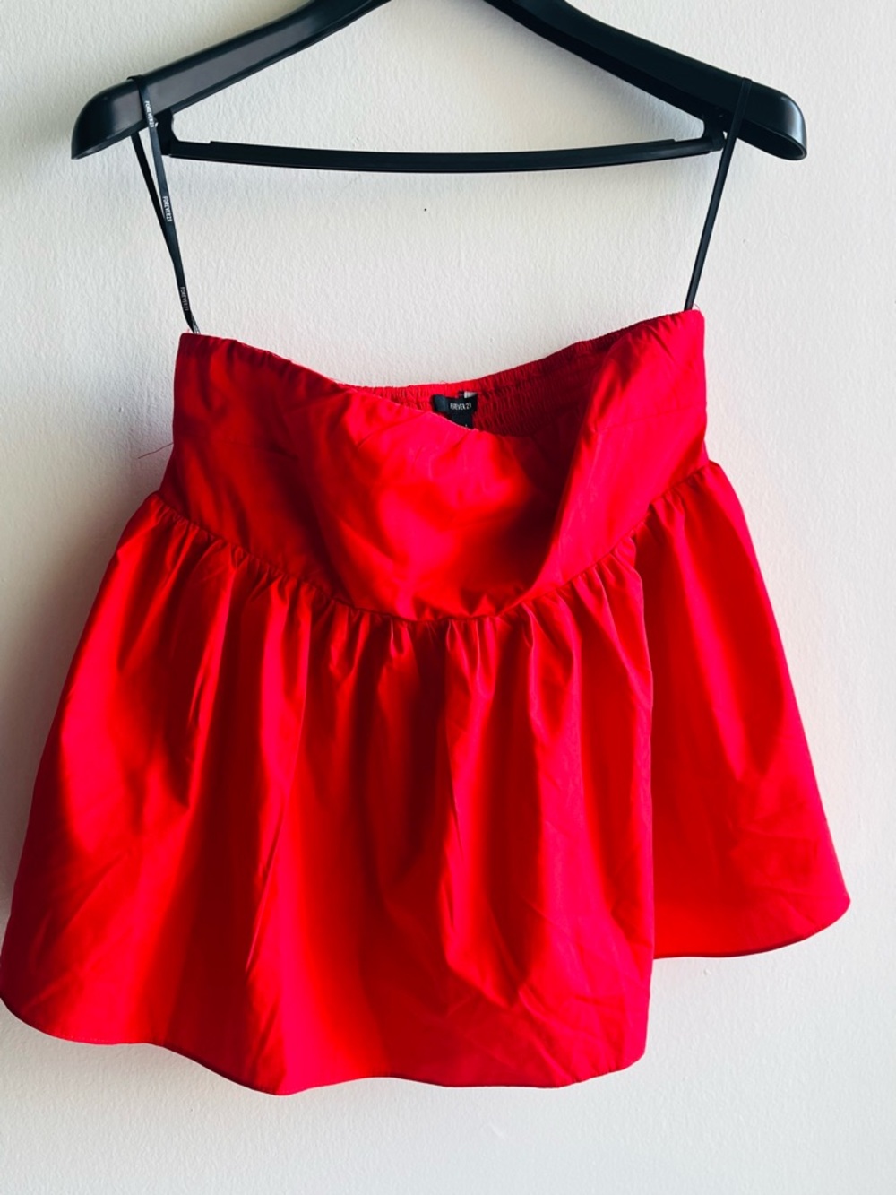 Forever 21 Red Elastic Stretch Bubble Peplum Top Skirt size large new